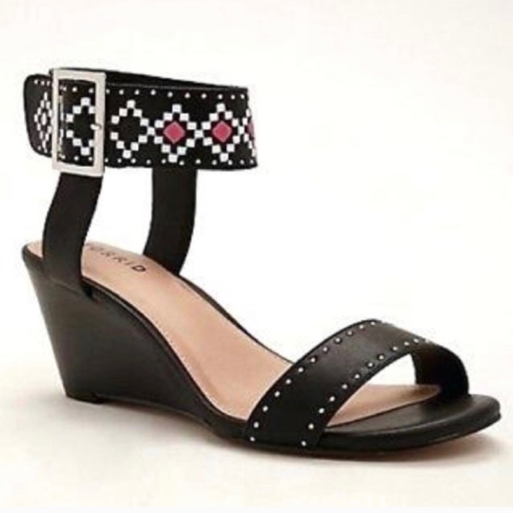 Torrid Wedges | Black White Pink Wedges Sz 9W